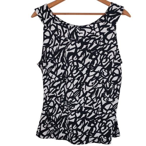 Calvin Klein Graphic Black and White Tank Blouse. LG - Picture 5 of 5